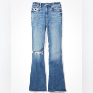 US 8 Long AE Ripped Super High-Waisted Flare Jean